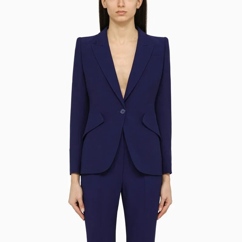 ALEXANDER MCQUEEN Chic Electric Blue Single-Breasted Jacket for Women