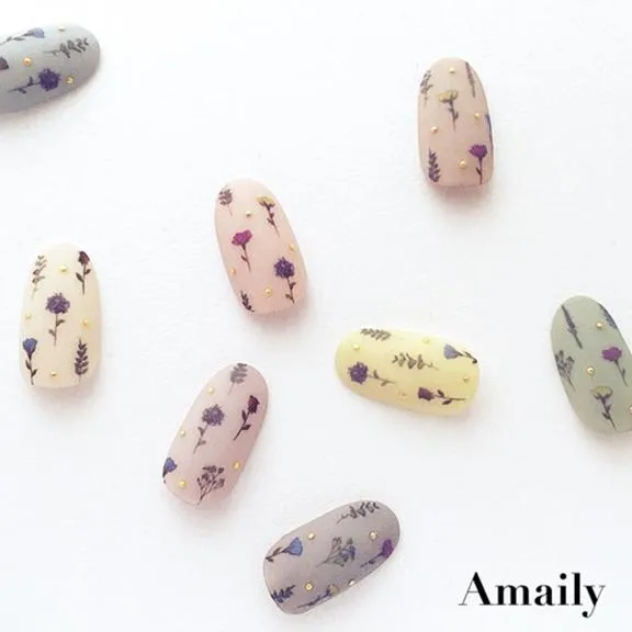 Amaily Japanese Nail Art Sticker / Dry Flowers