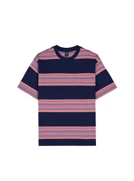 Baker Pocket T-shirt Navy & Pink Stripe