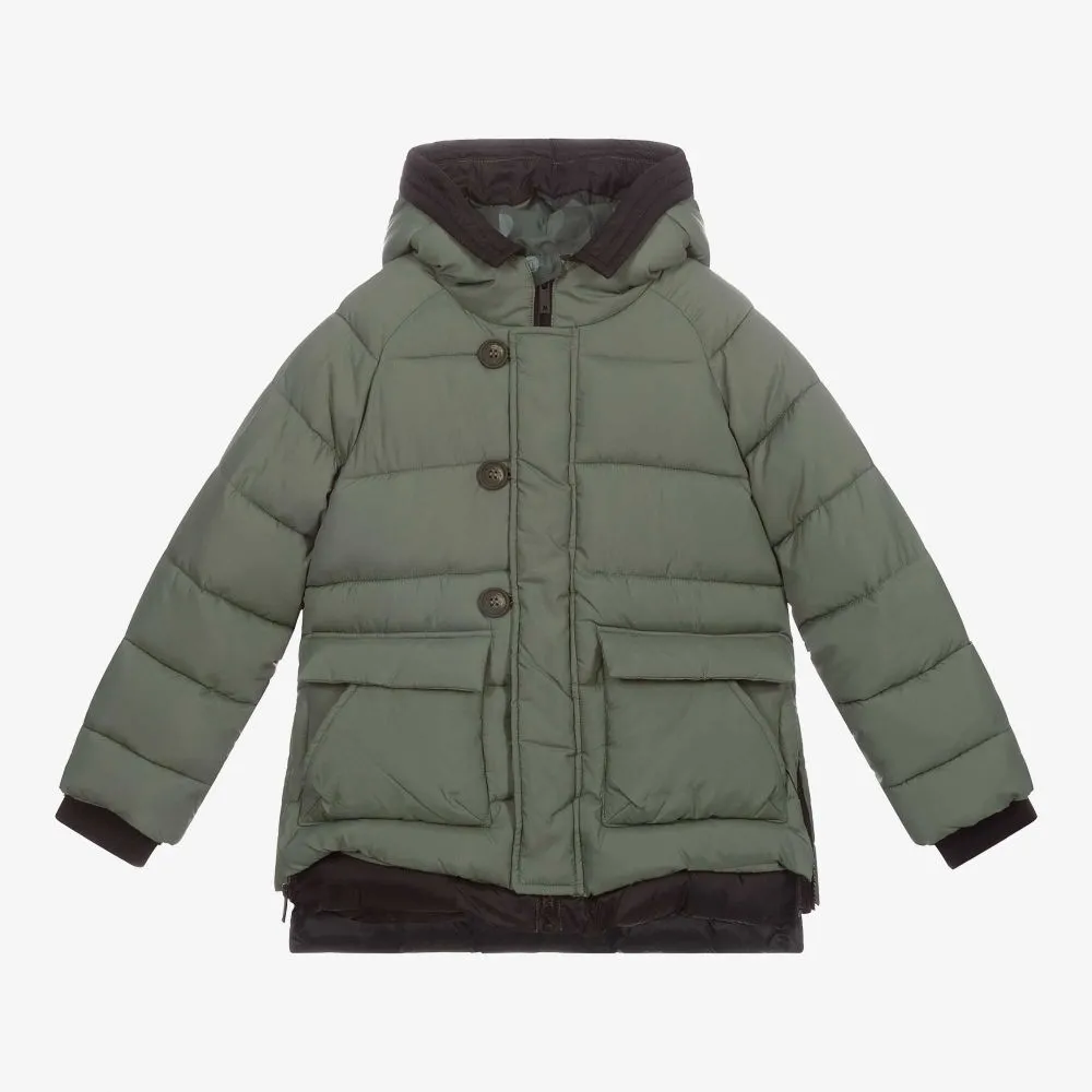 Boys Green Puffer Coat