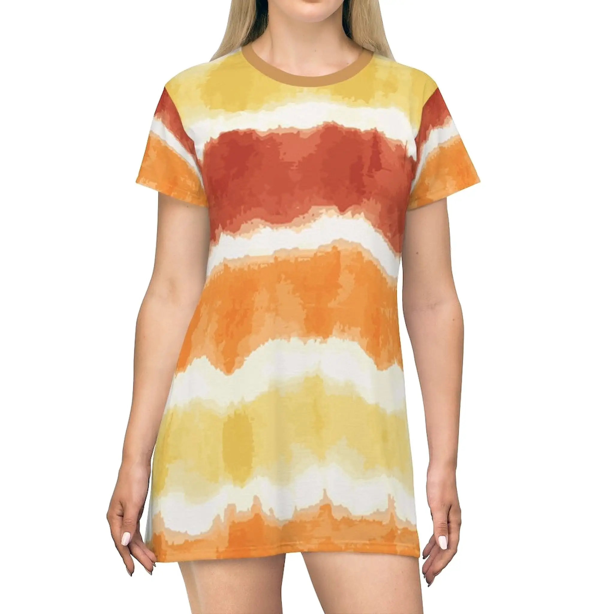 Bynelo Tie Dye Stripe Print T-shirt Dress