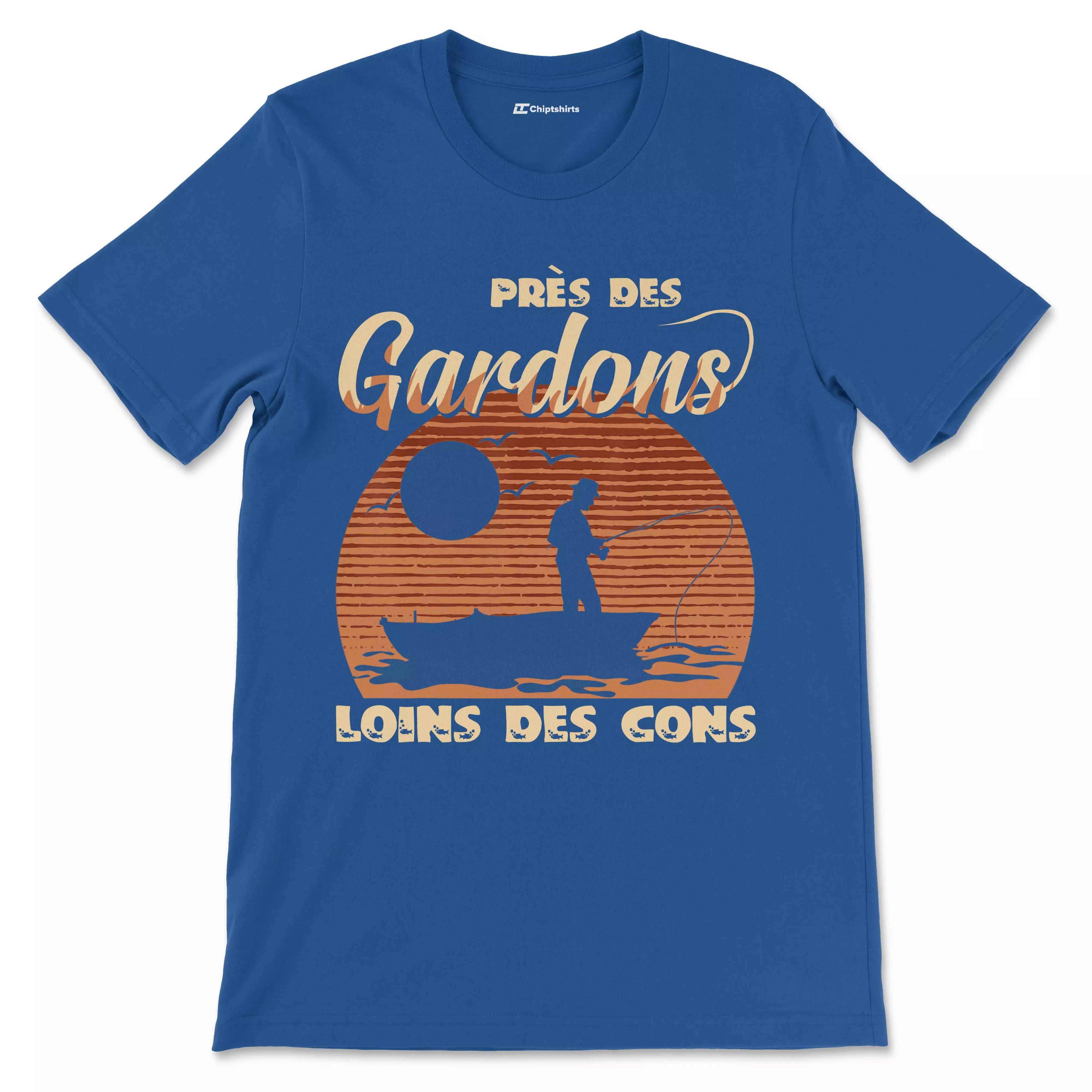 Cadeau Humour Pêcheur Homme, Pêche du Gardon, T-shirt Pêcheur Drle, Près des Gardons Loins des Cons