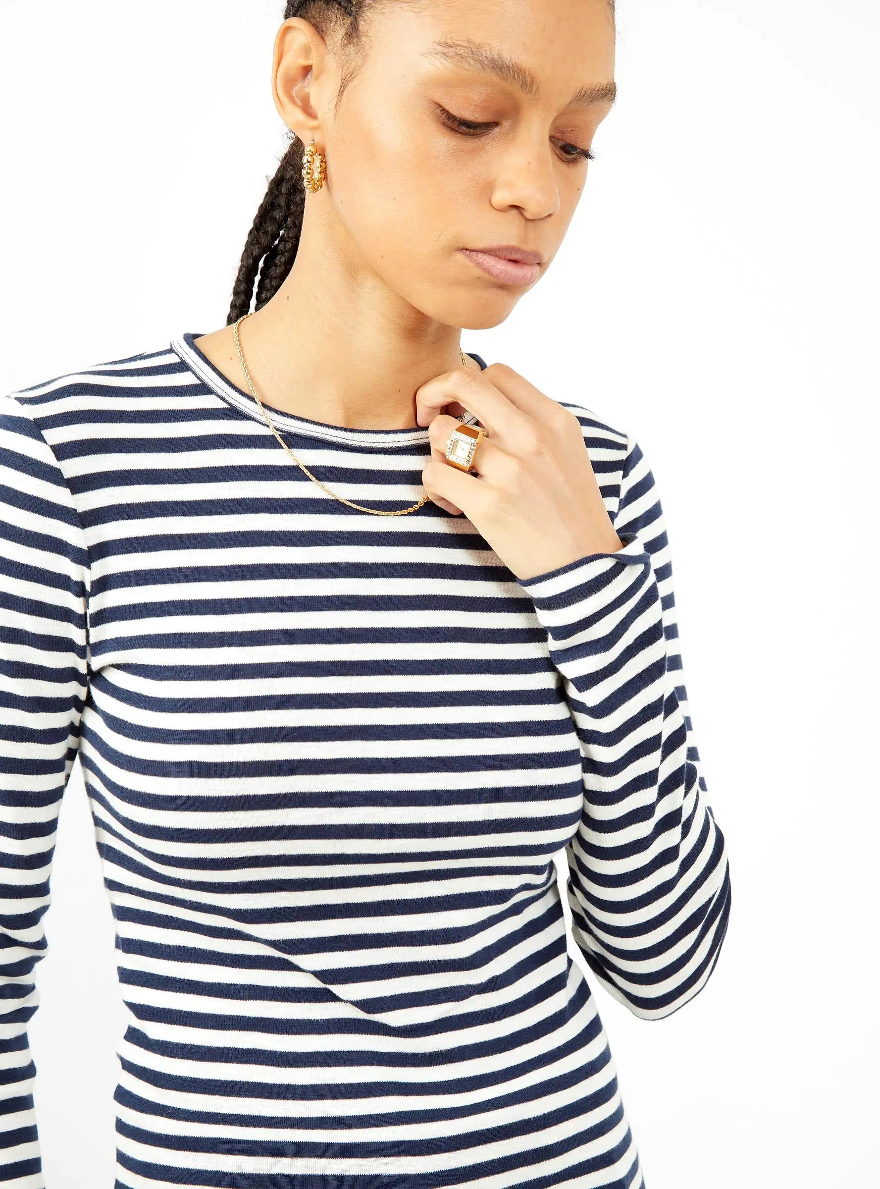 Charlotte T-shirt Navy & White Stripe