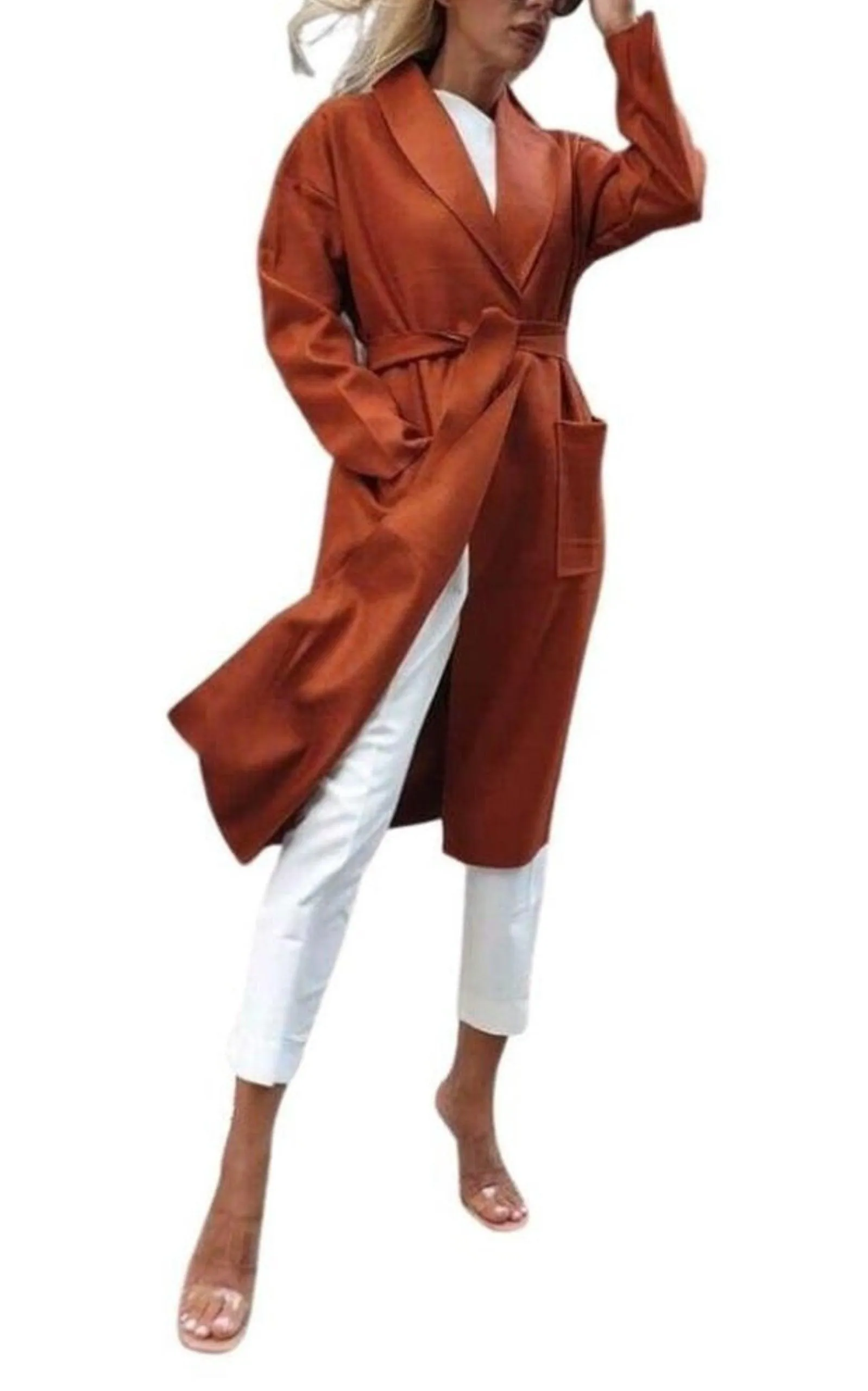 Cotton Blend Belted Trench Coat