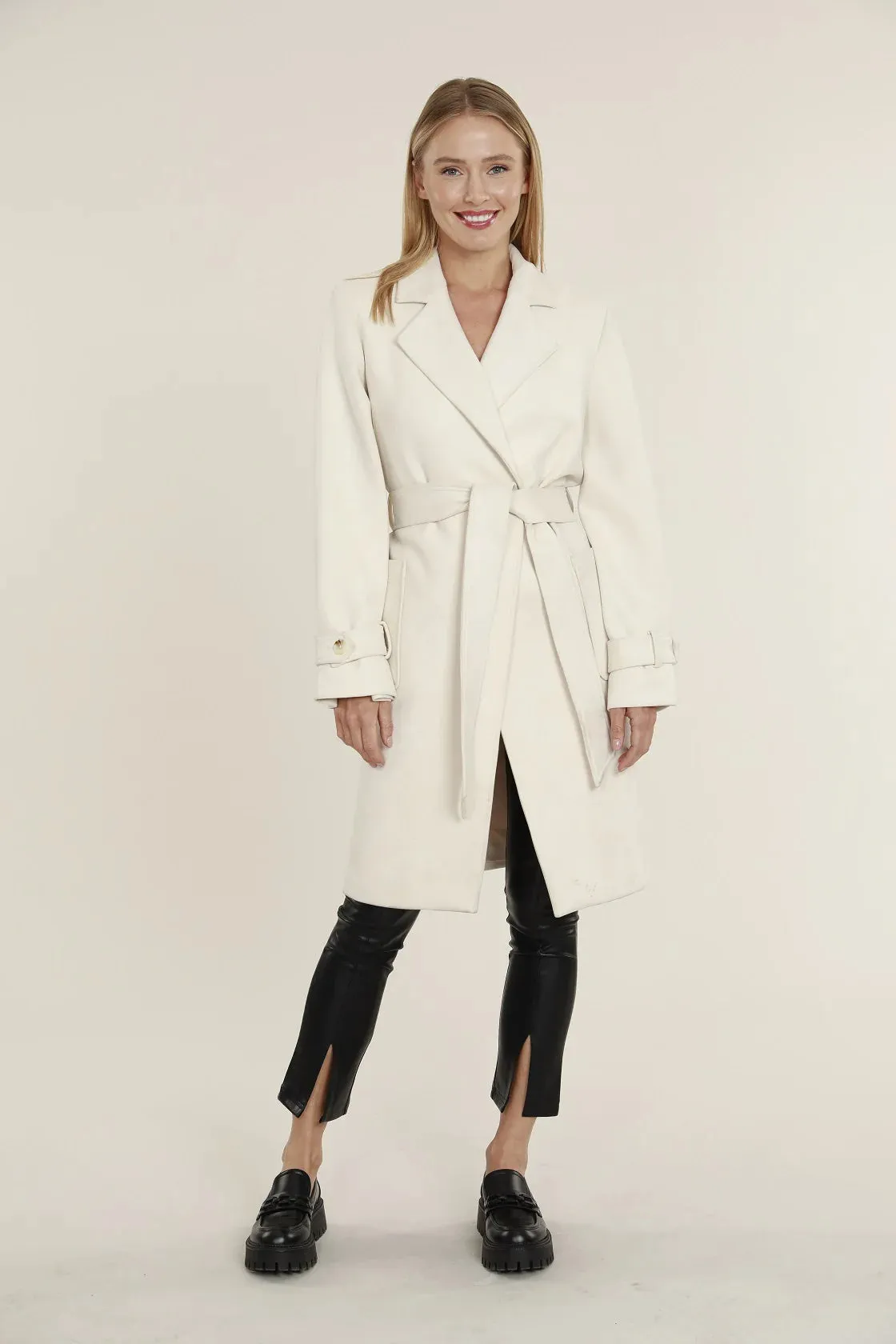 DOLCE CABO Faux Suede Wrap Jacket Creme