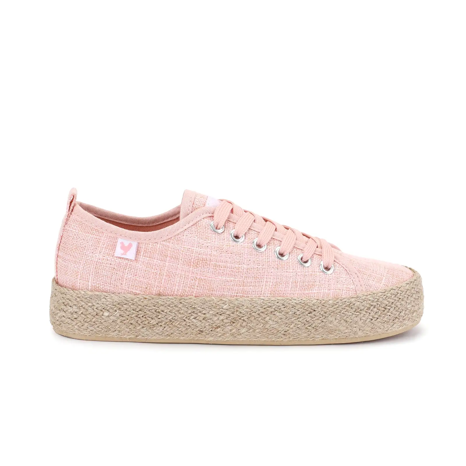 Dusty pink linen lace-up espadrille sneakers