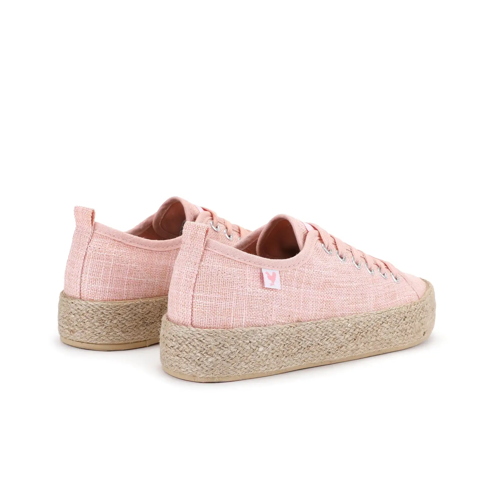 Dusty pink linen lace-up espadrille sneakers