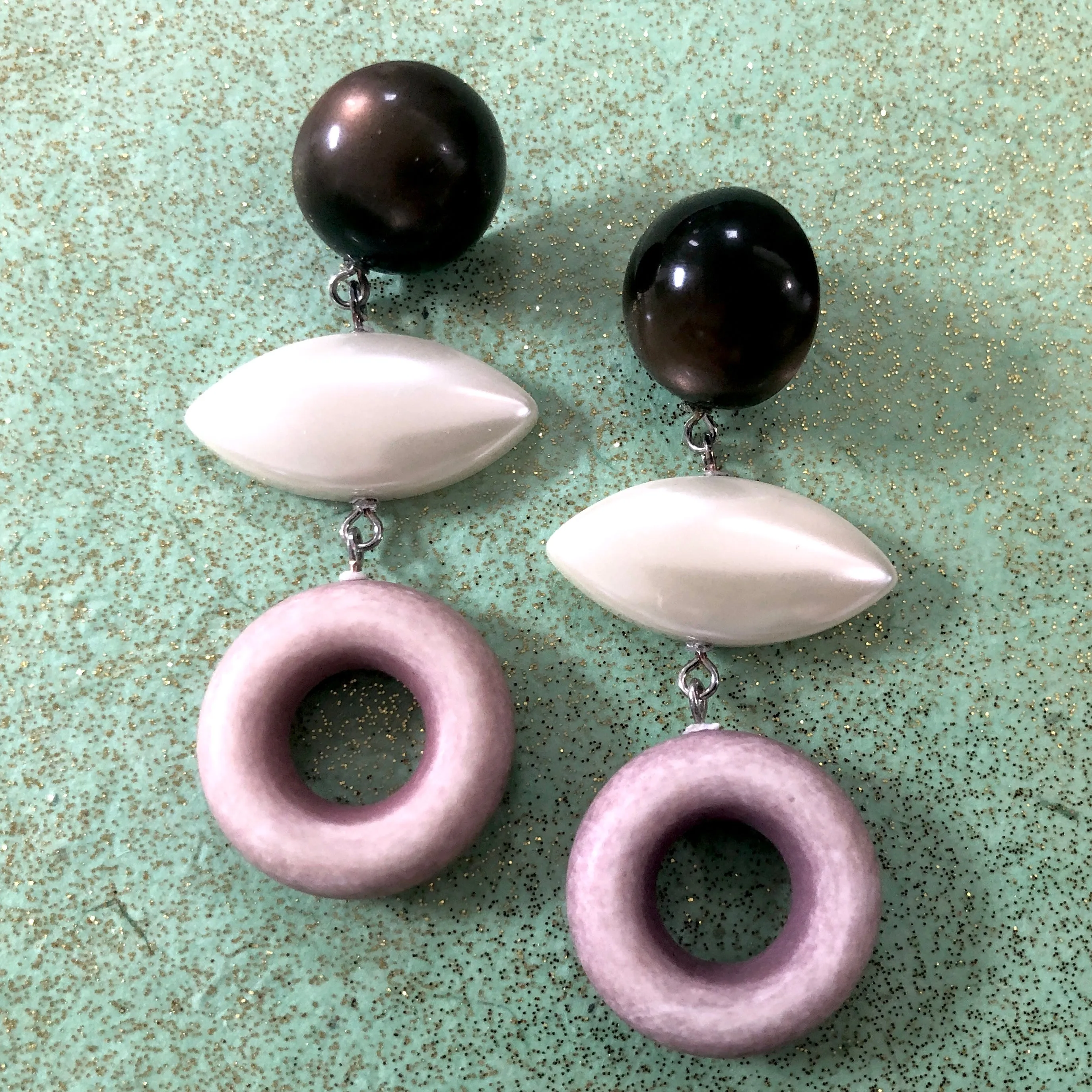 Dusty Rose Moonglow & Pearl Drop Statement Earrings