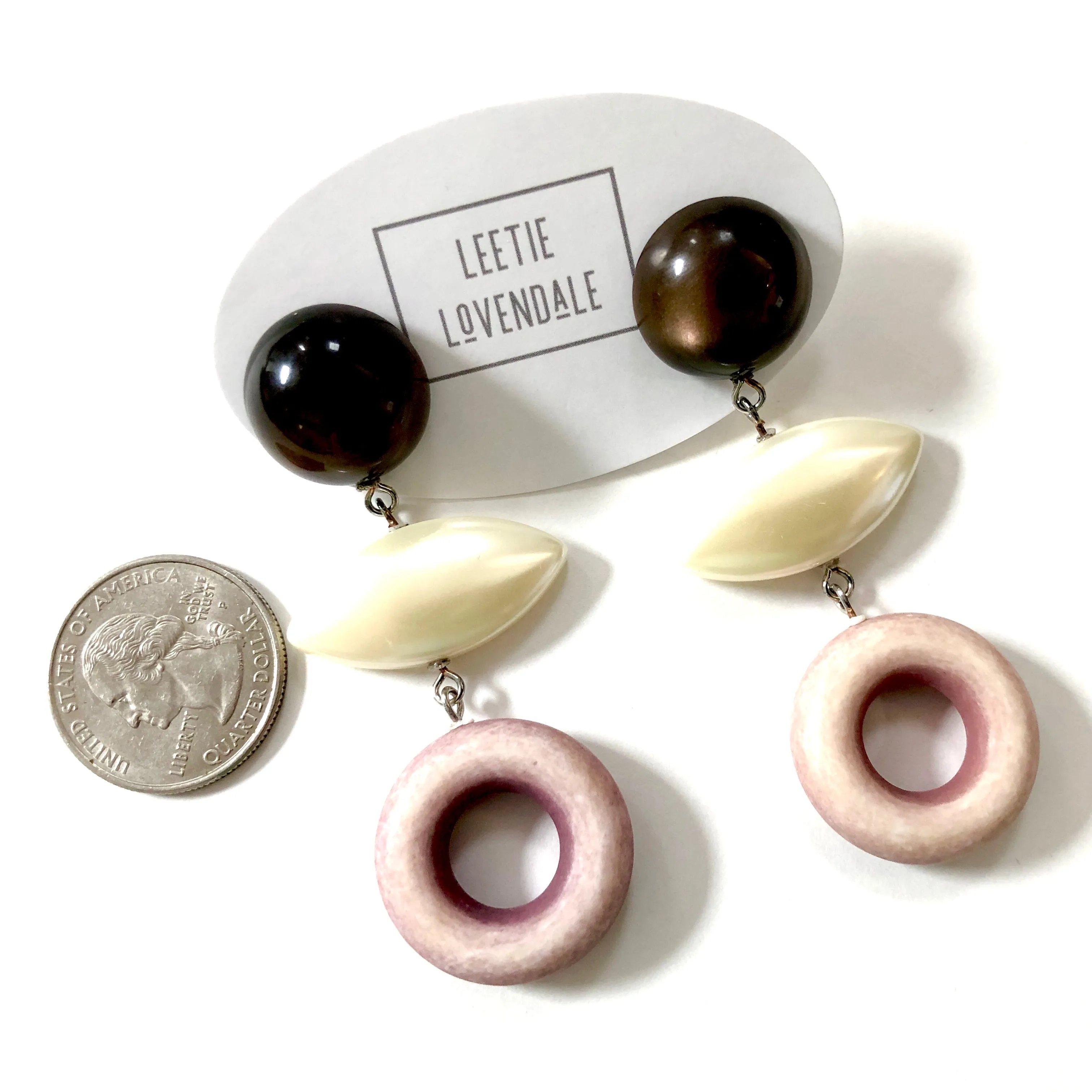 Dusty Rose Moonglow & Pearl Drop Statement Earrings