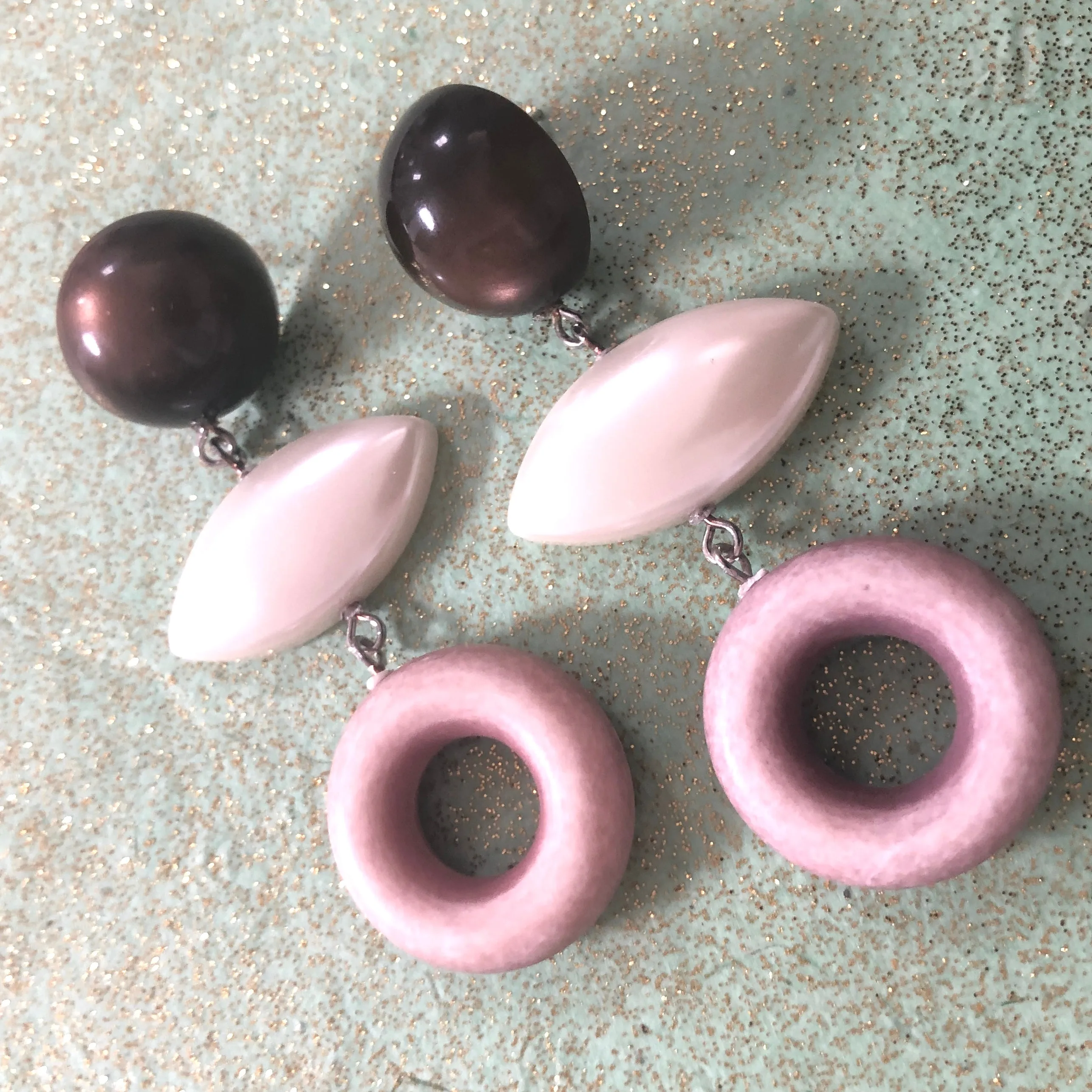 Dusty Rose Moonglow & Pearl Drop Statement Earrings