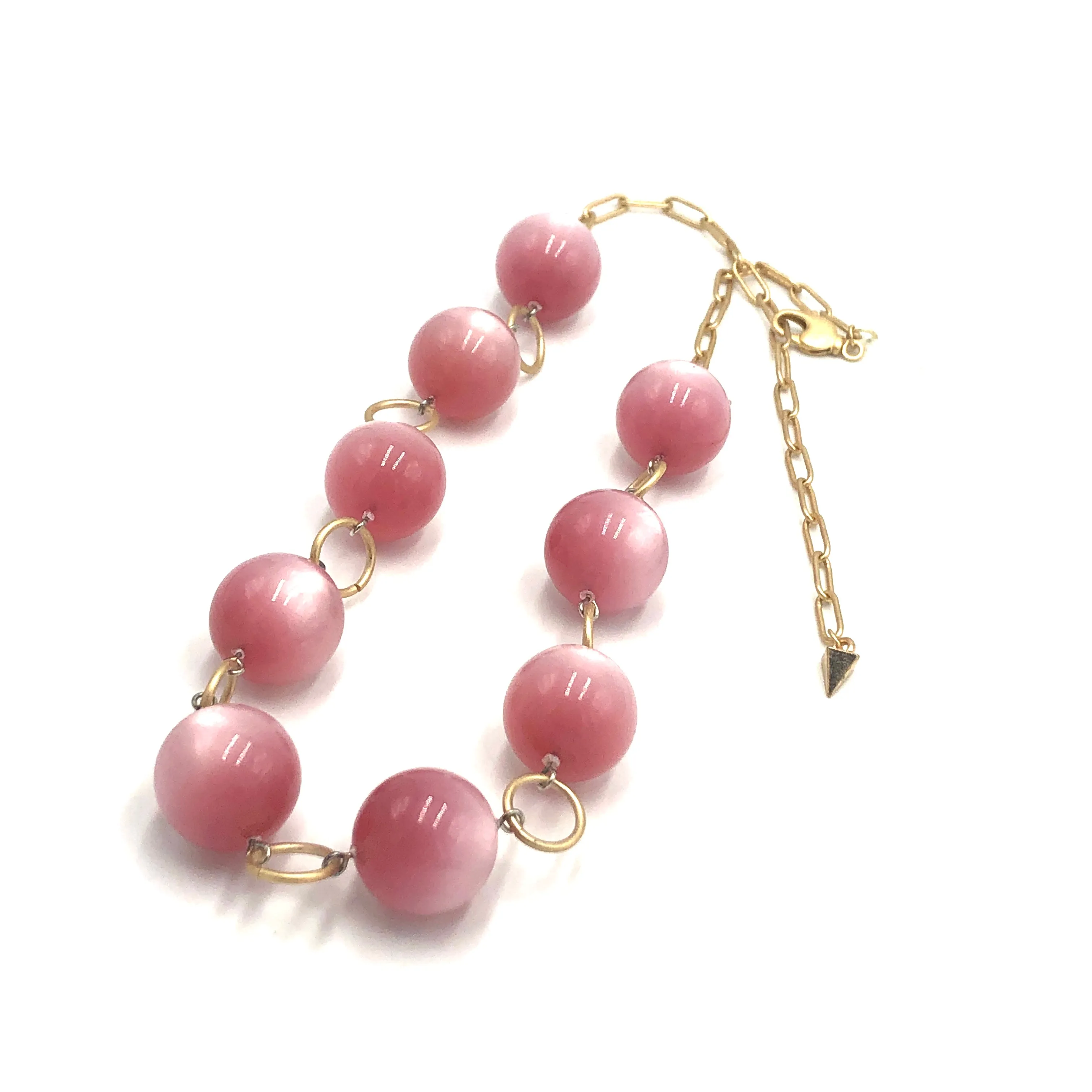 Dusty Rose Pink Moonglow Stations Necklace