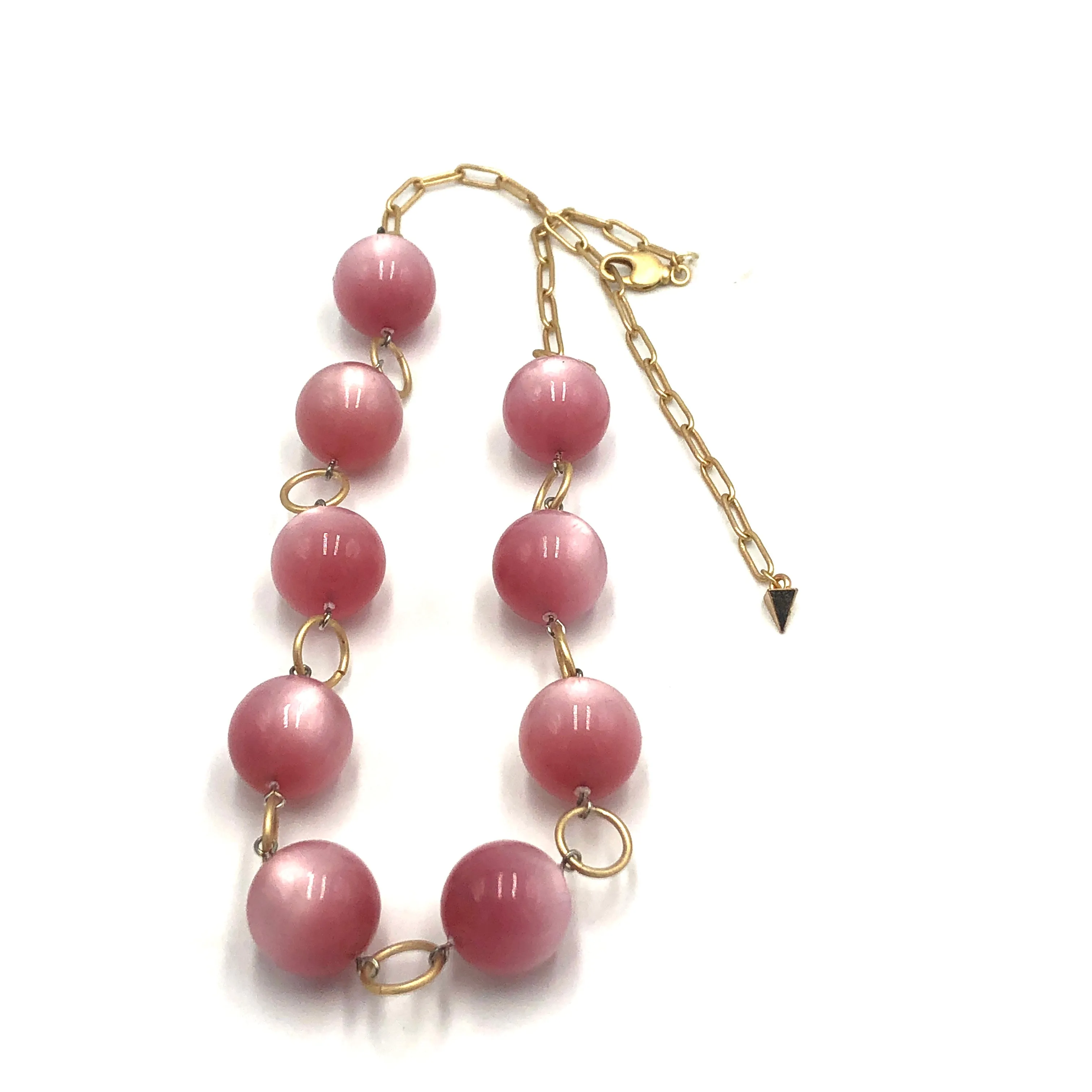 Dusty Rose Pink Moonglow Stations Necklace