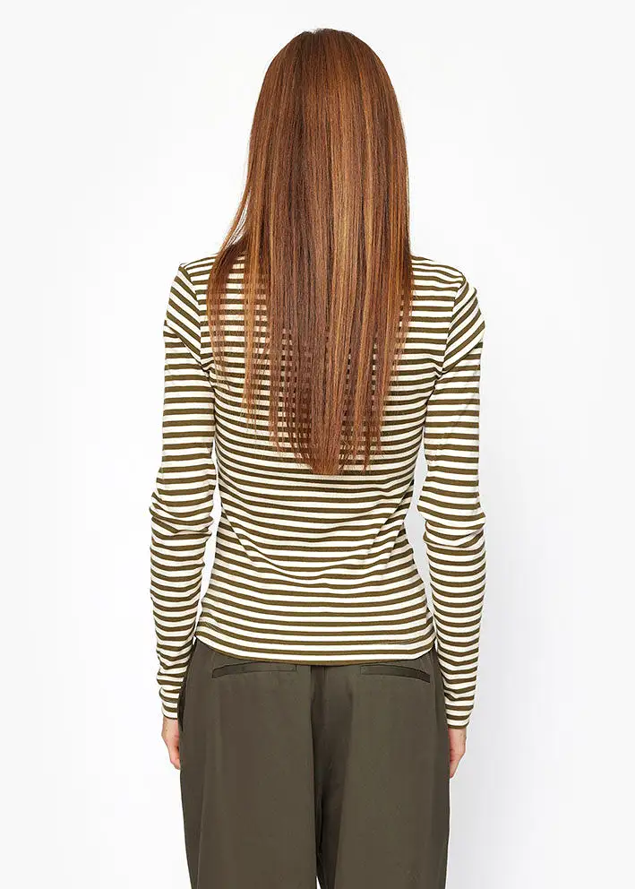 Esmé Studios Blossom Stripe LS T-shirt - Dark Olive