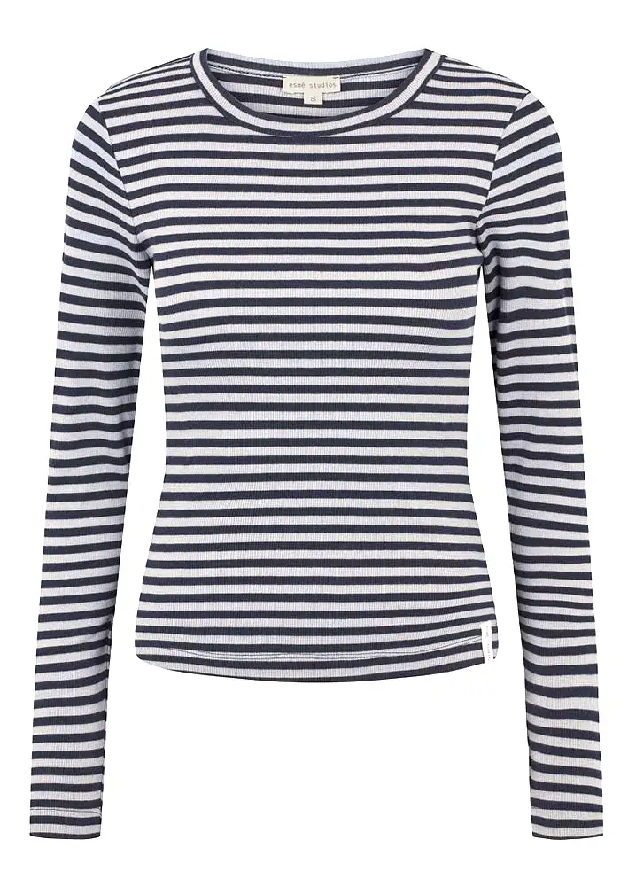 Esmé Studios Blossom Stripe LS T-shirt - Dark Sapphire