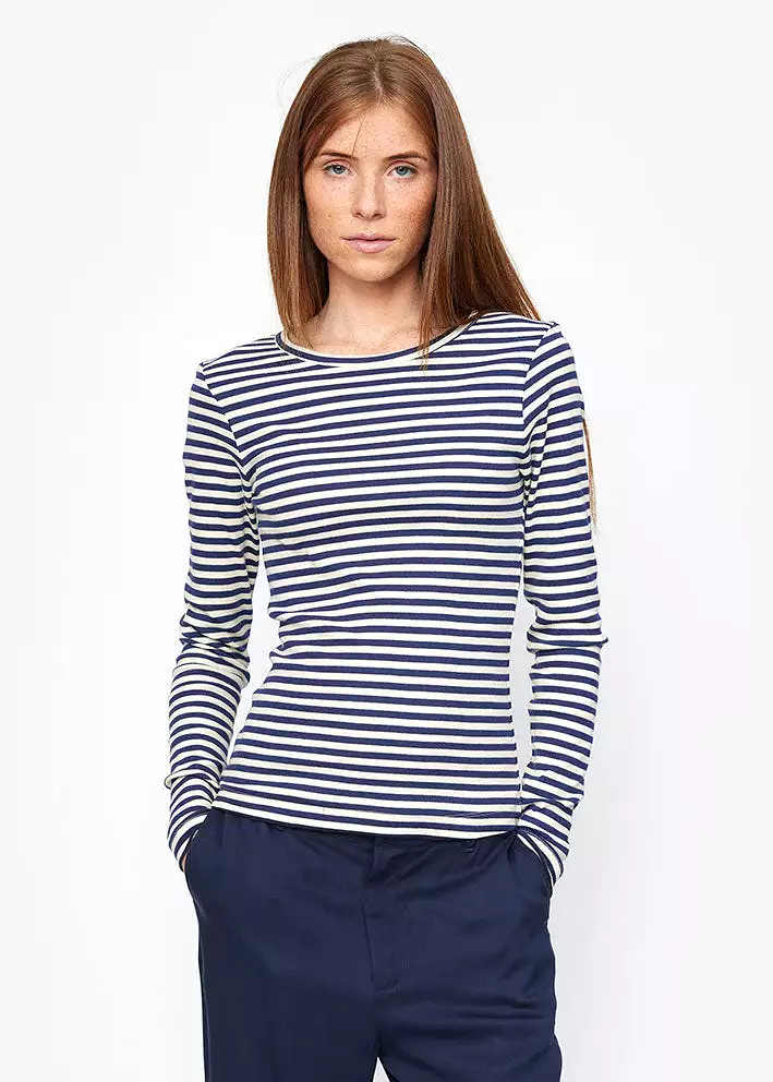 Esmé Studios Blossom Stripe LS T-shirt - Dark Sapphire