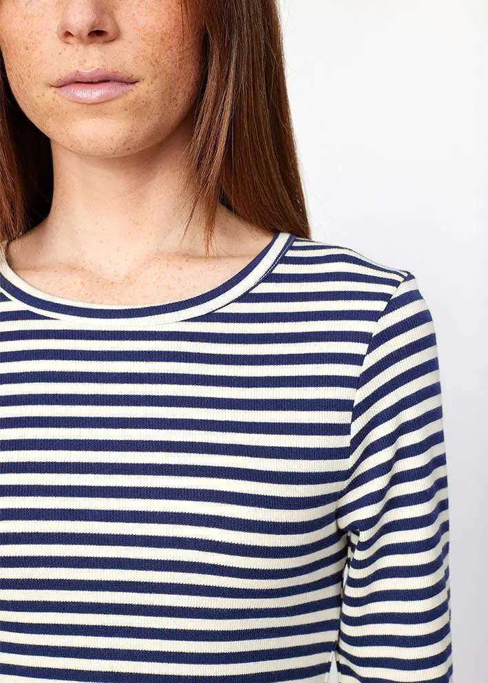 Esmé Studios Blossom Stripe LS T-shirt - Dark Sapphire