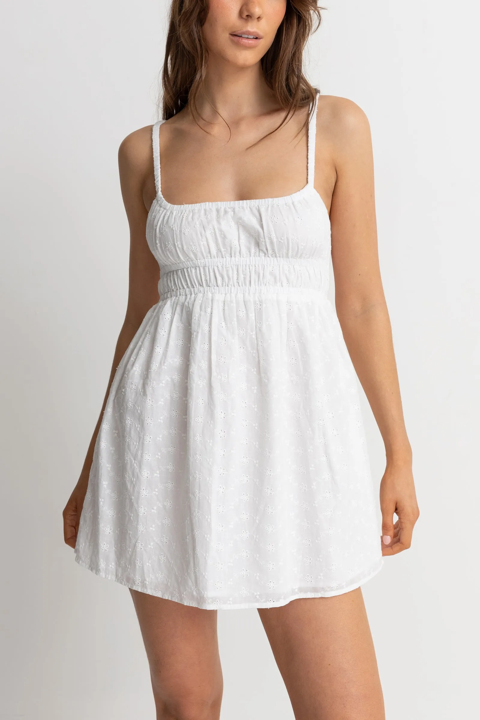 Fae Broderie Mini Dress White