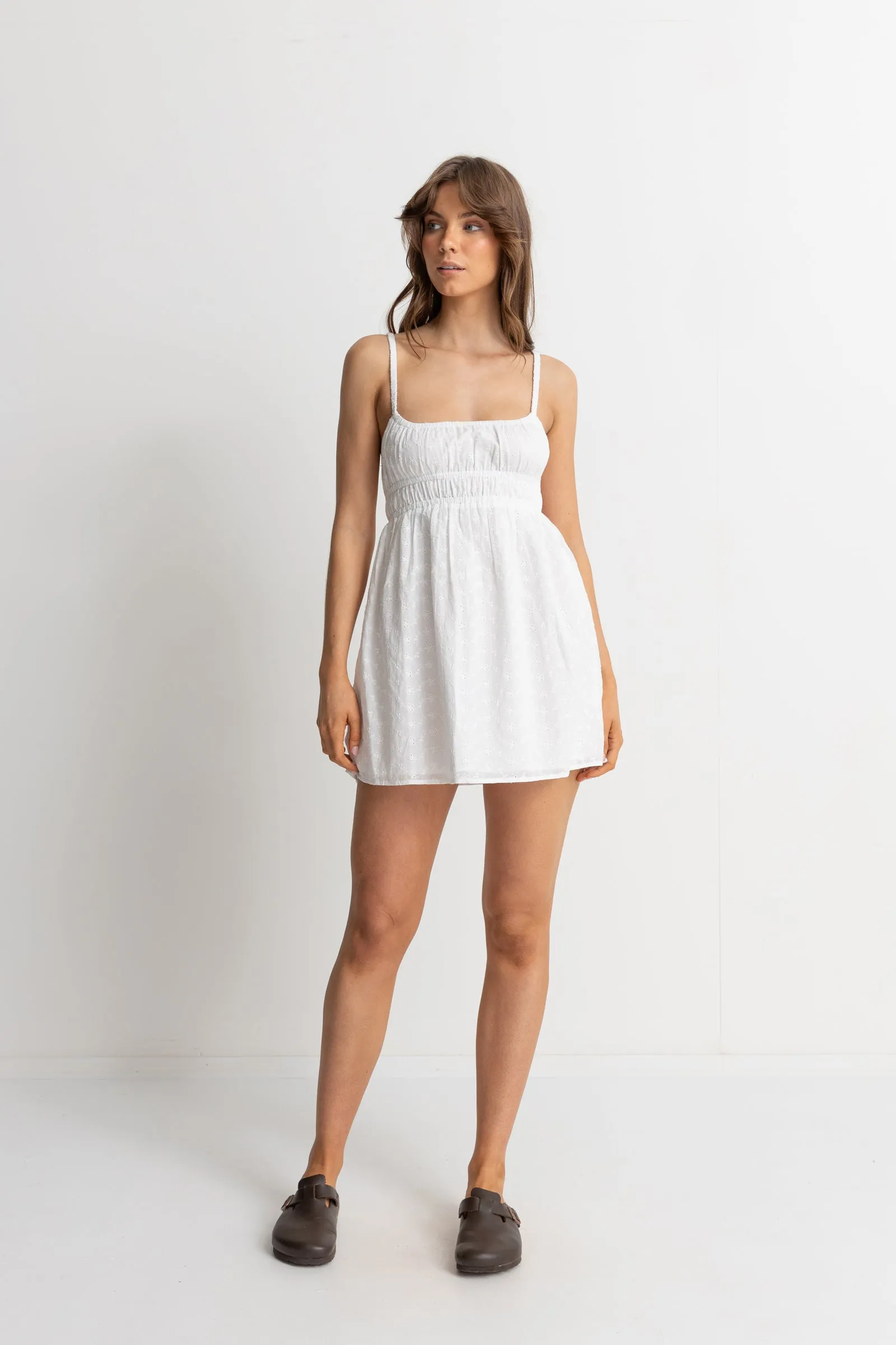 Fae Broderie Mini Dress White