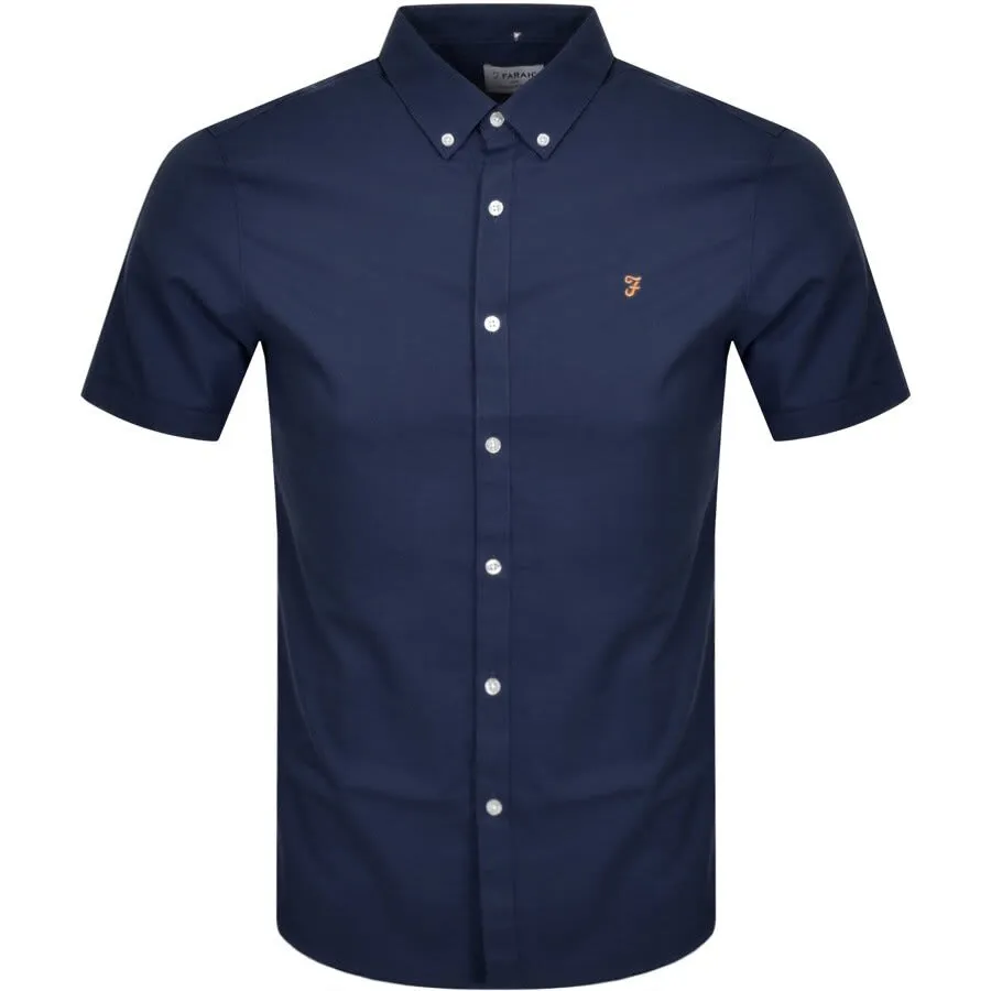 Farah Vintage Brewer Slim Short Sleeve Shirt Navy