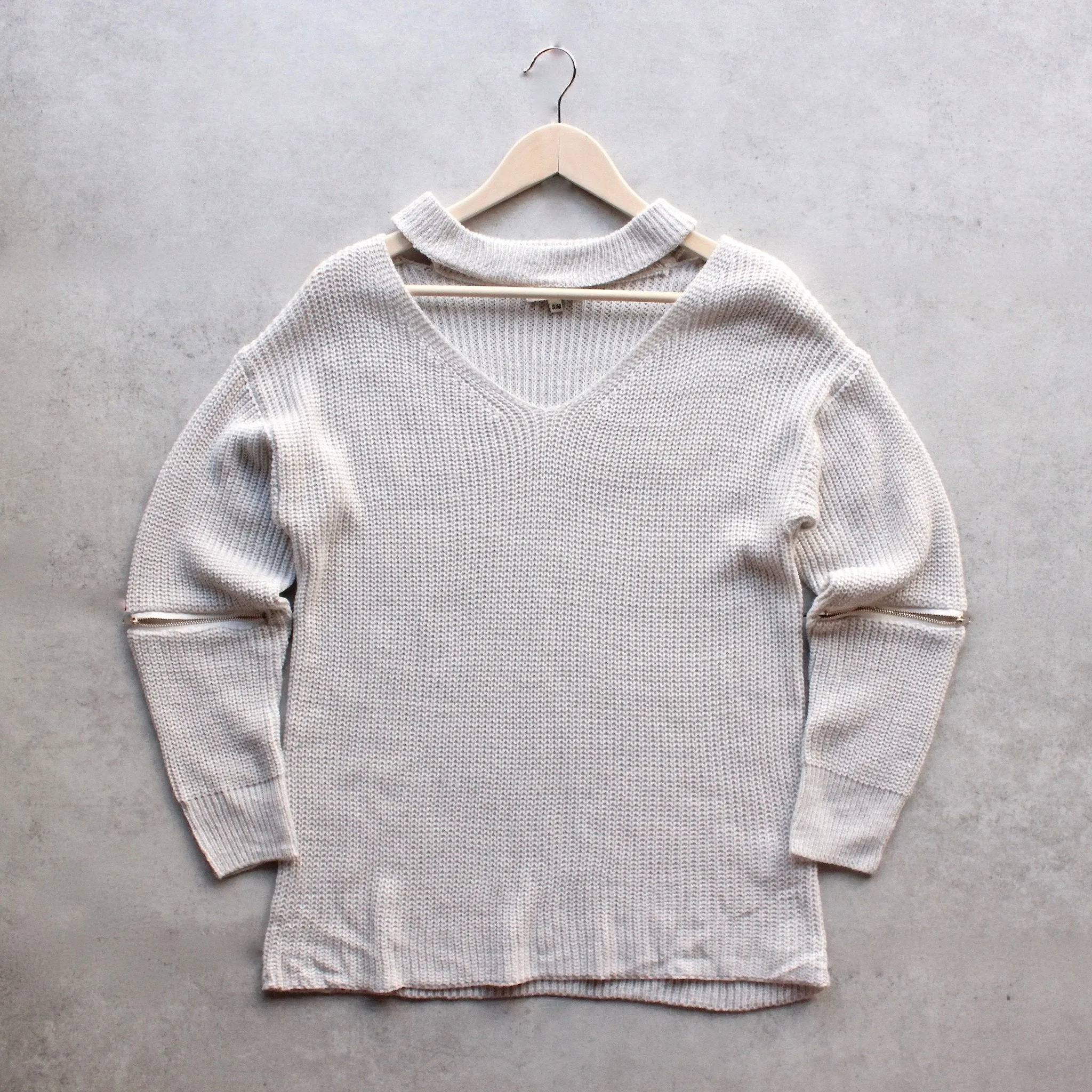 Final Sale - Material Girl Choker Sweater in Grey