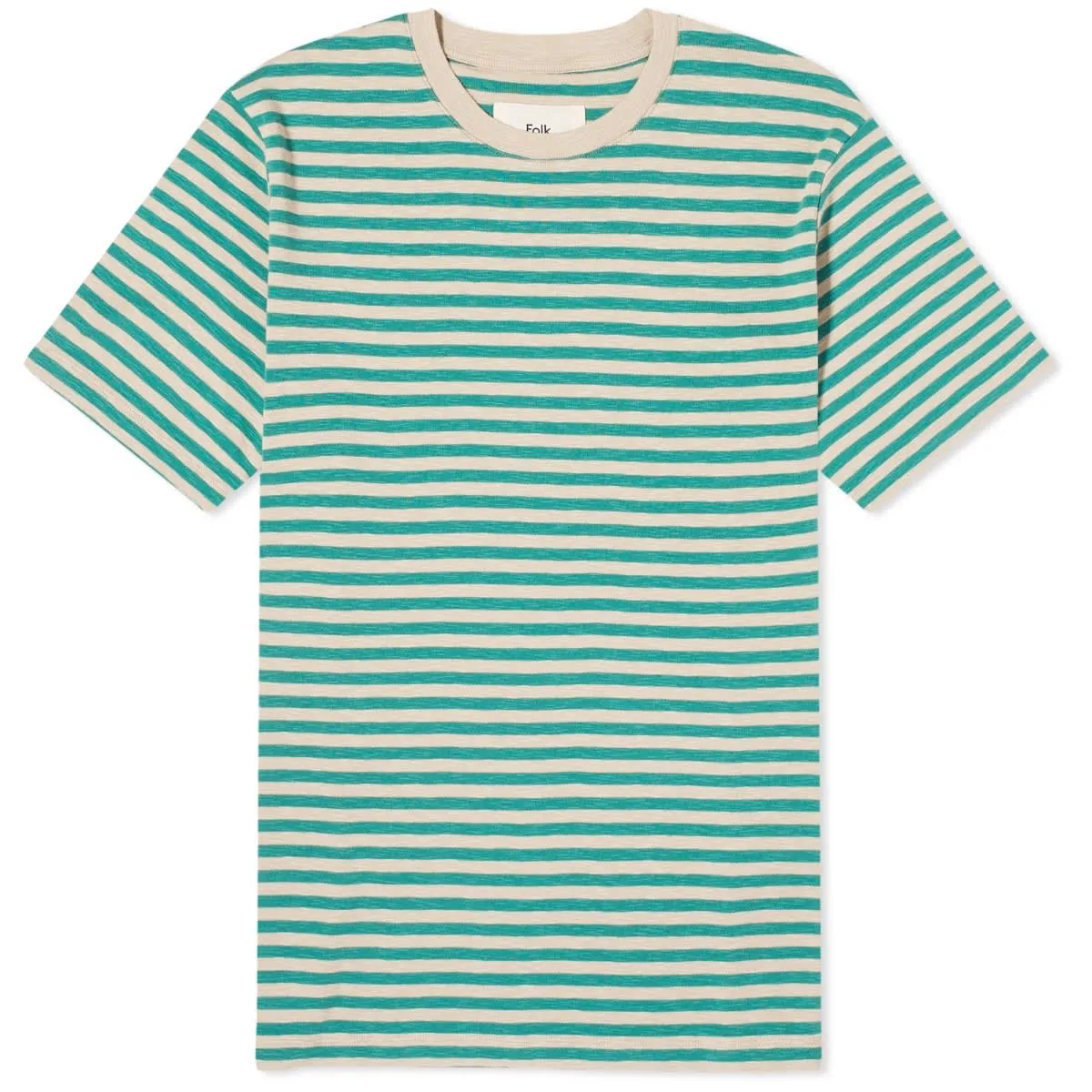 Folk Classic Stripe T-ShirtAlpine Green & Natural