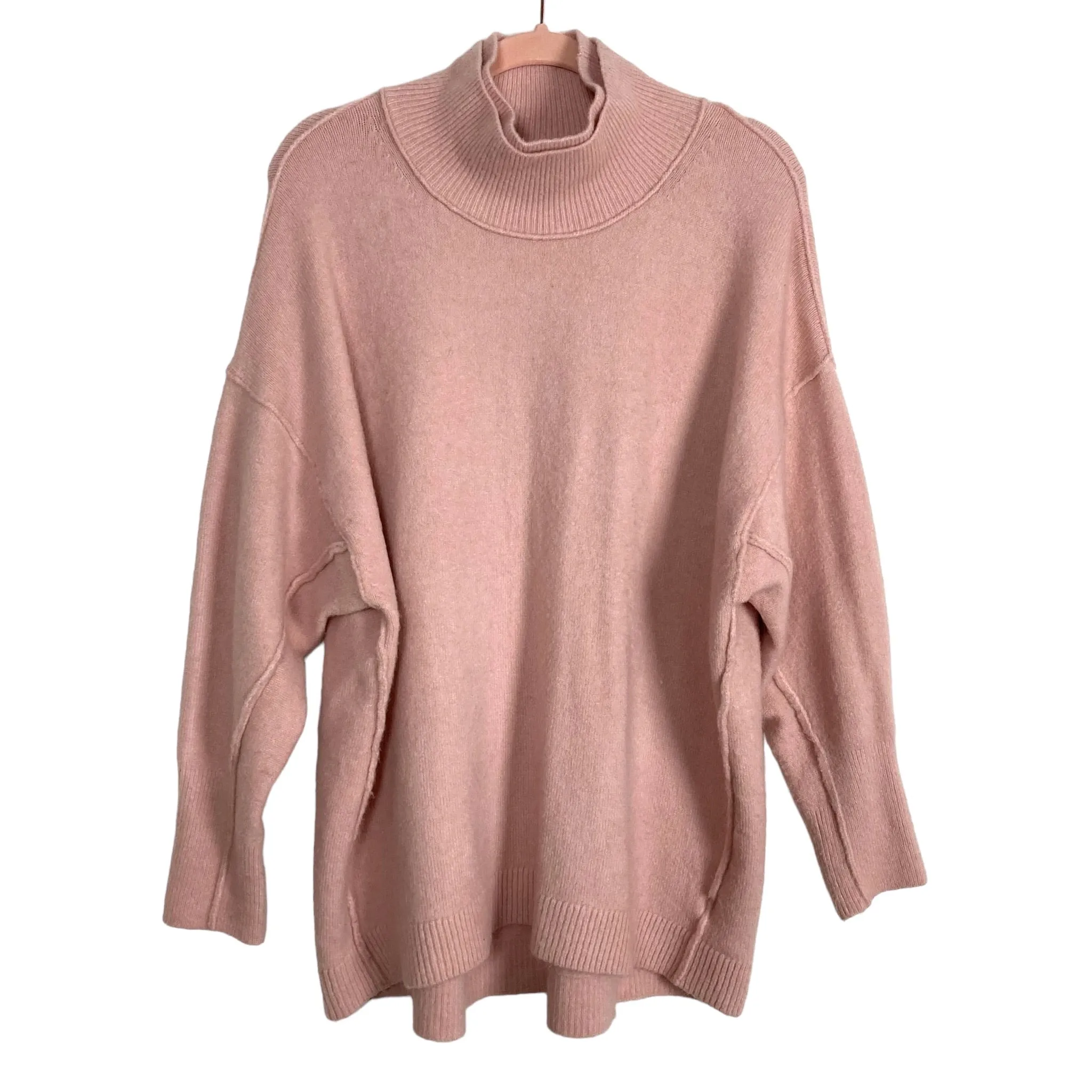 Free People Light Pink Afterglow Mock Neck Sweater- Size S (sold out online)