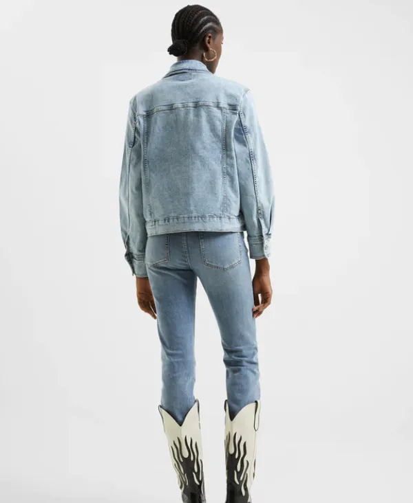 French Connection Acid Wash Stretch Conscious Trucker Denim Jacket