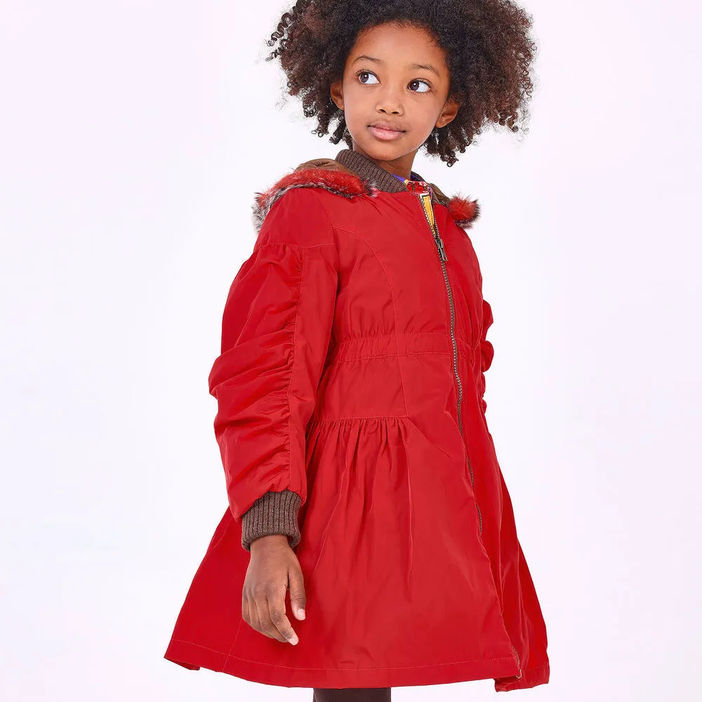 Girls Red Hooded Coat