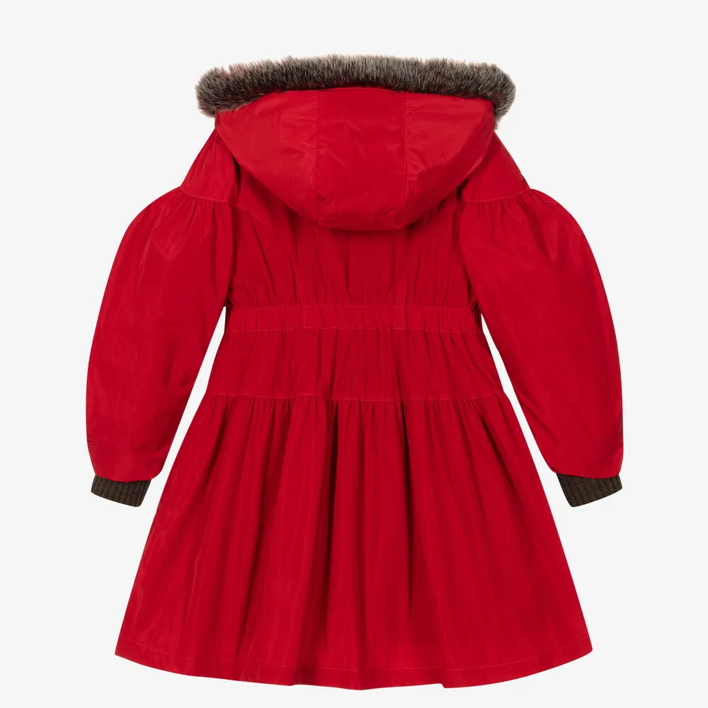 Girls Red Hooded Coat