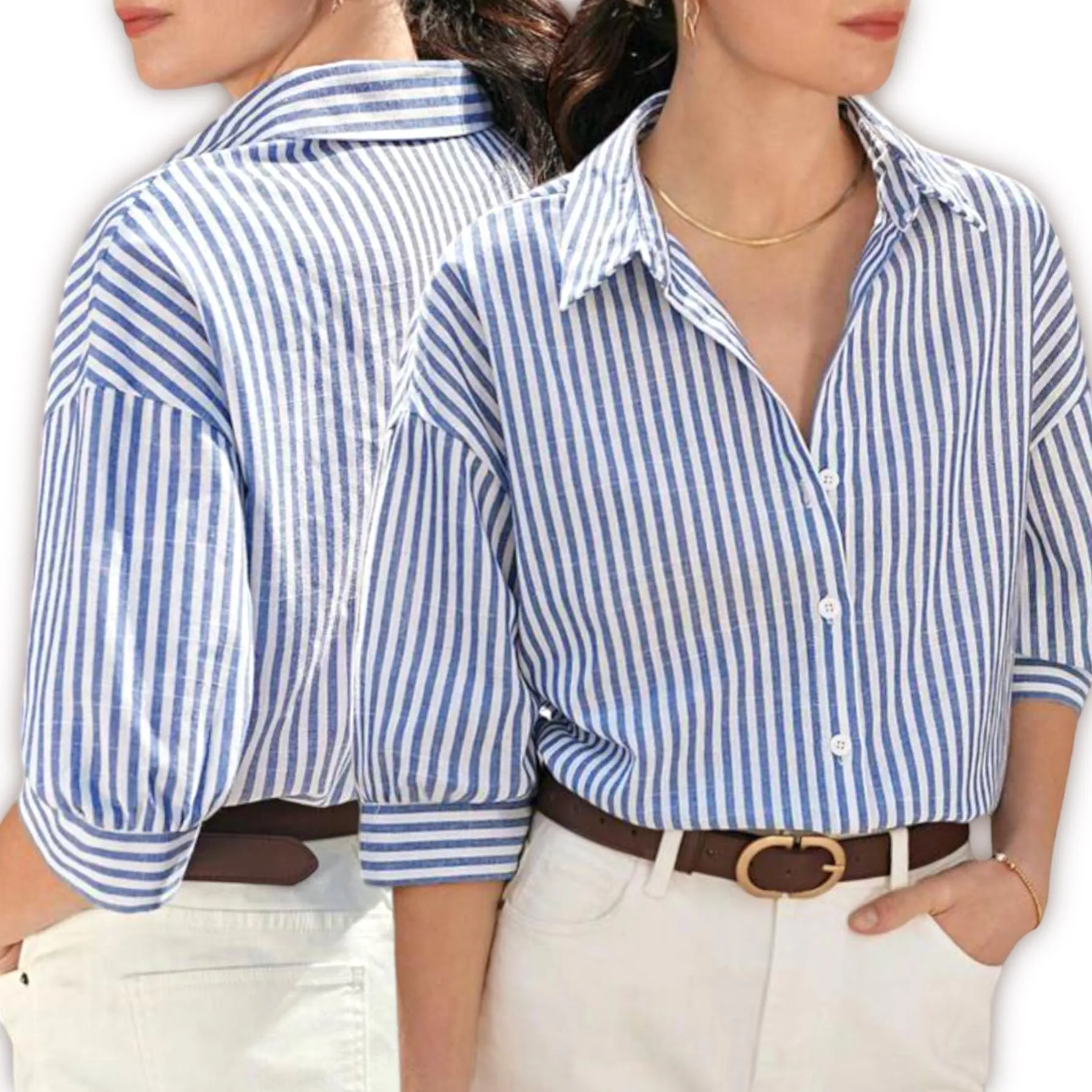 HAMPTONS Buttondown Relax Collared Stripe Shirt Top