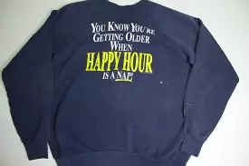 Happy Hour is A Nap Vintage Funny 90's Humor FOTL Crewneck Sweatshirt