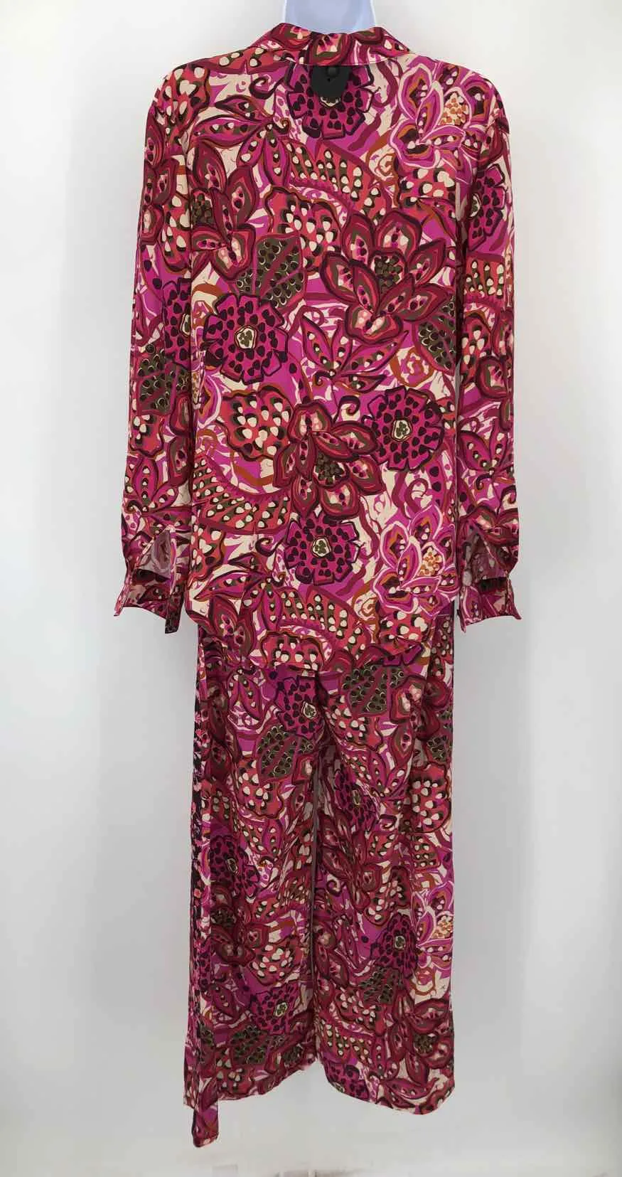 JOHNNY WAS Pink Cream Multi Silk Print Top & Pants Size X-SMALL 2PC Set