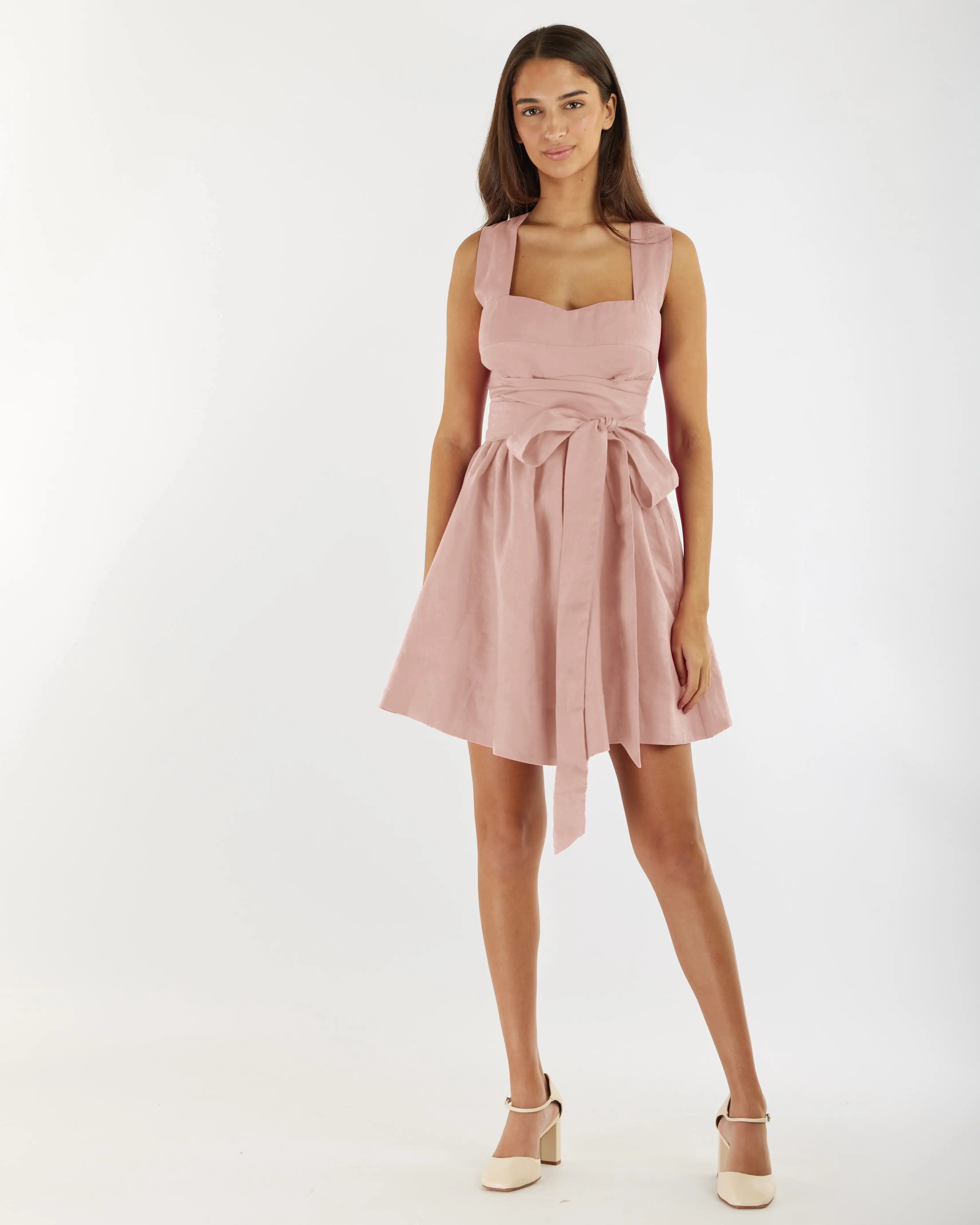 Juliette Linen Mini Dress - Peony