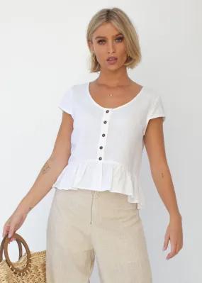 Juliette Linen Top - Ivory