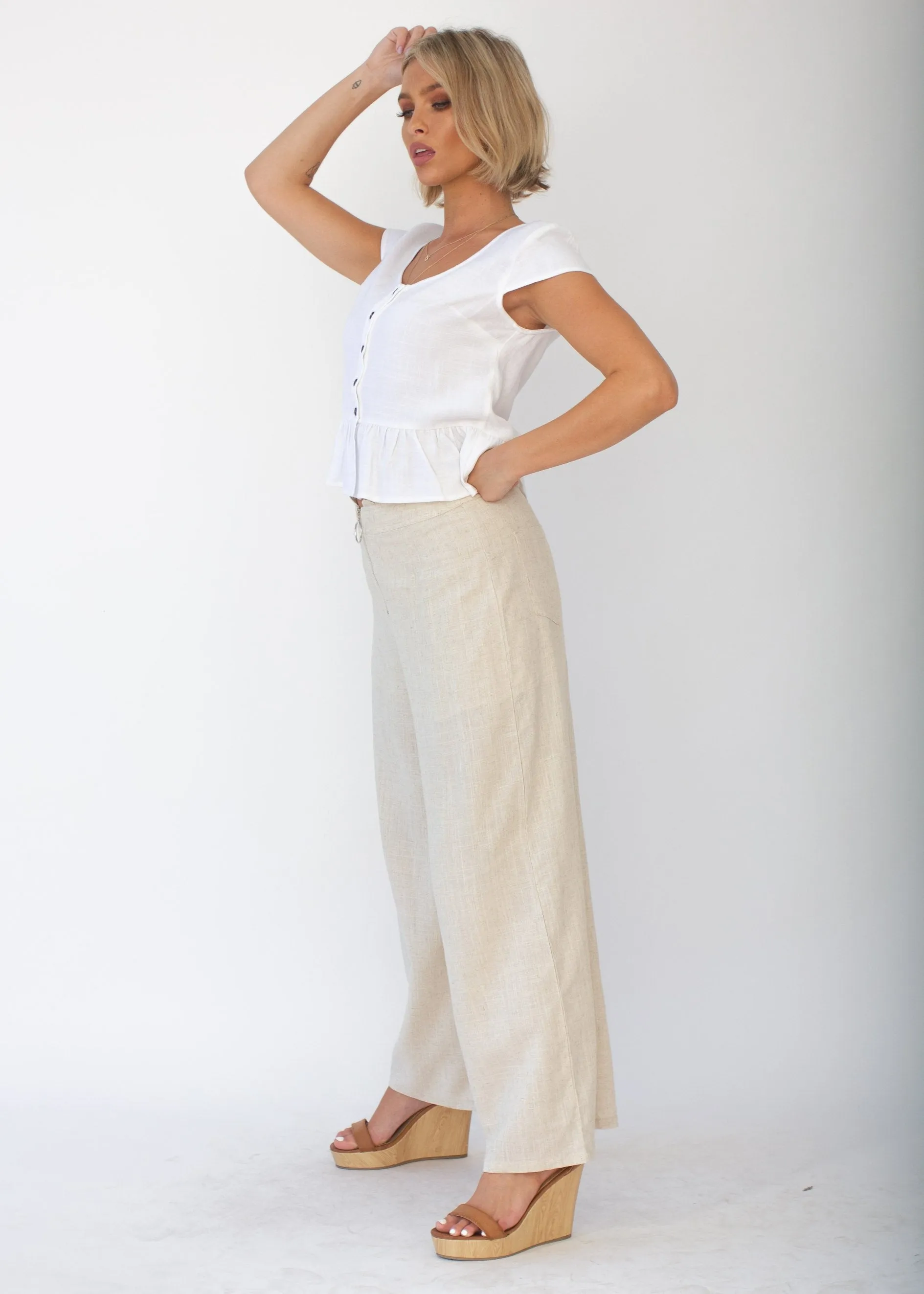 Juliette Linen Top - Ivory