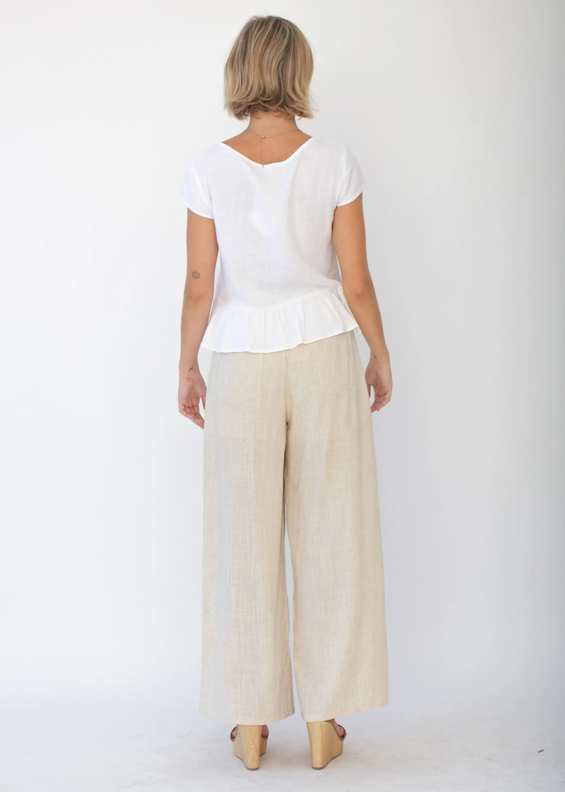 Juliette Linen Top - Ivory