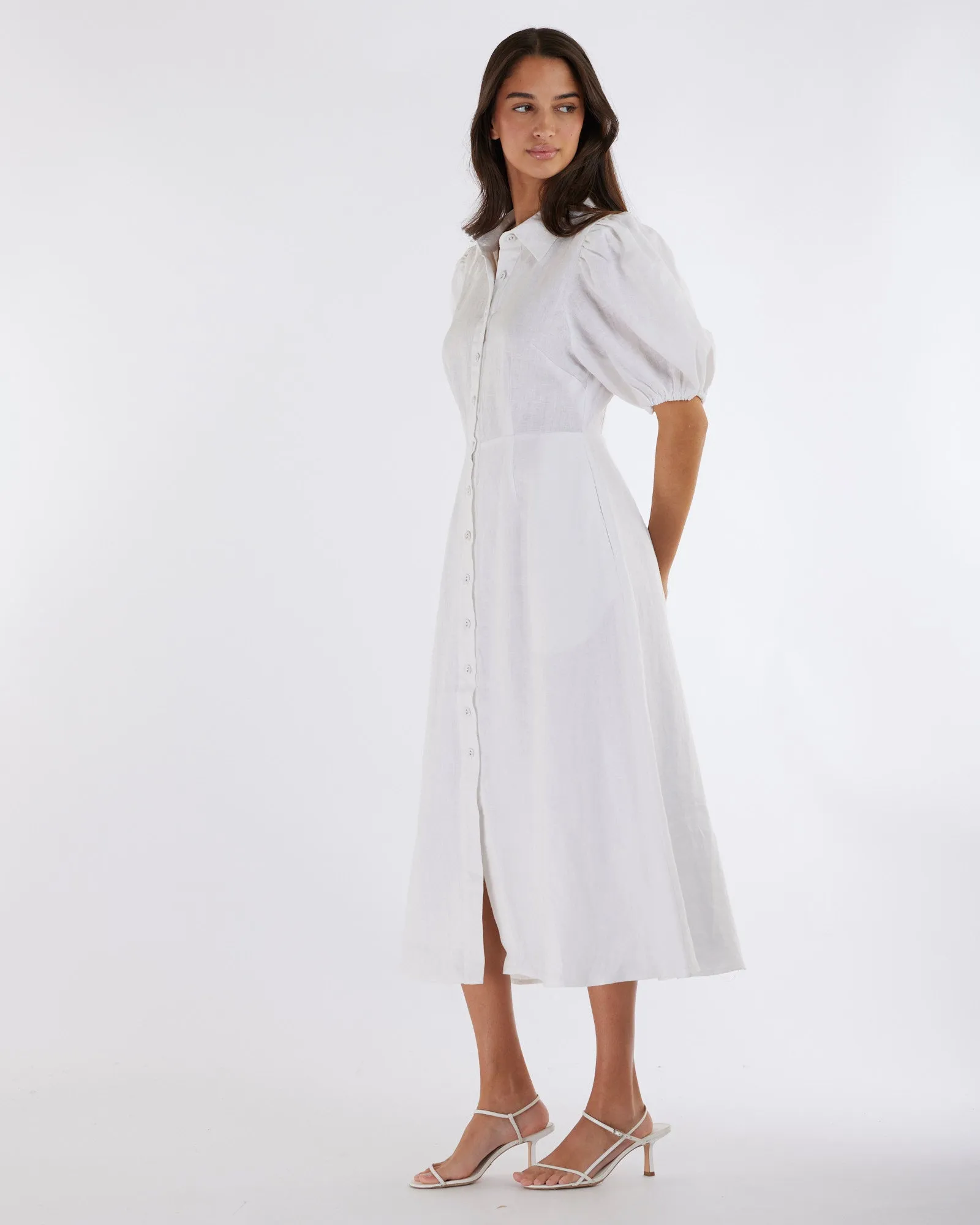 Julius Linen Midi Dress - White