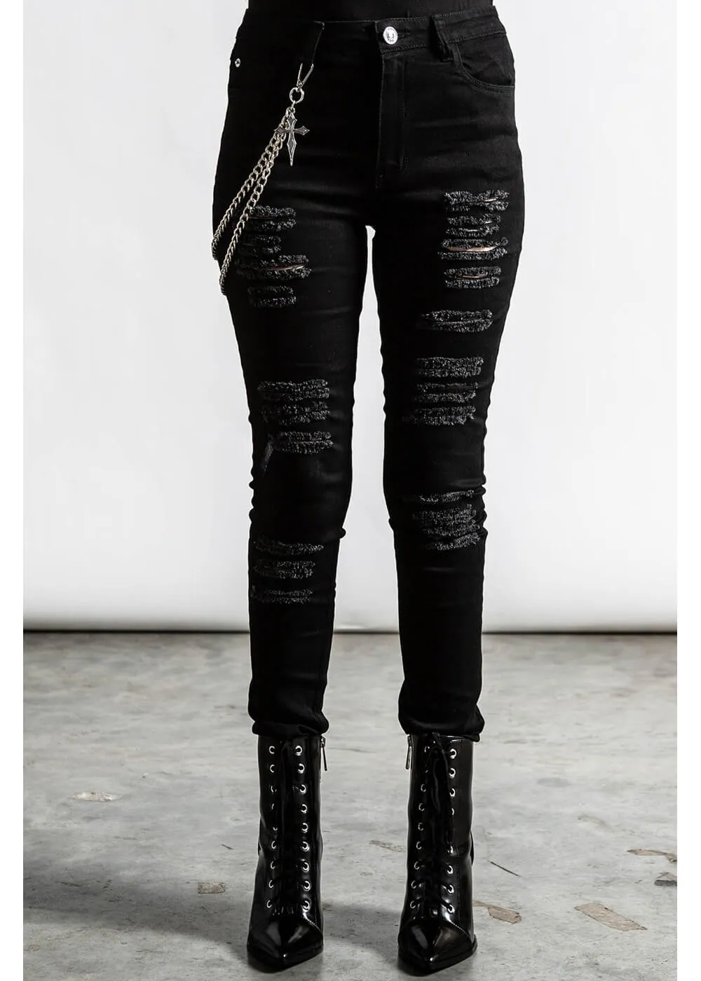 Killstar RIP Slash Jeans Black