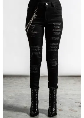 Killstar RIP Slash Jeans Black