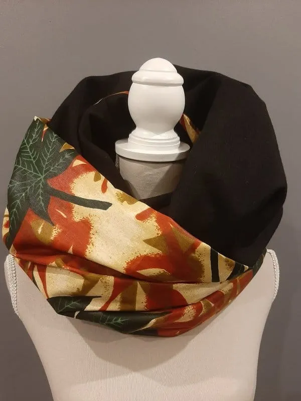 Leaf Print Ankara Unisex African Infinity Neck Scarf Snood - African Clothing Store | JT Aphrique