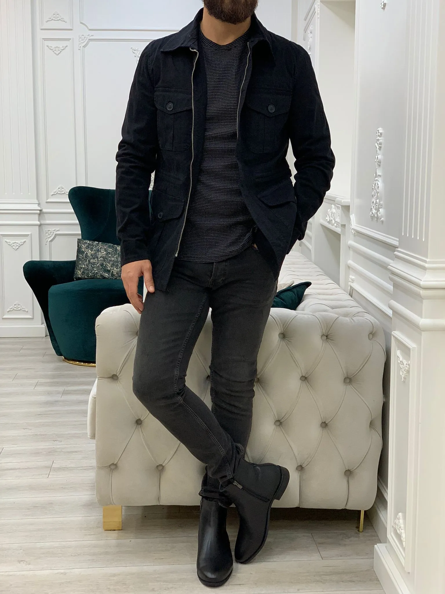 Limoux Slim Fit Black Denim Jacket