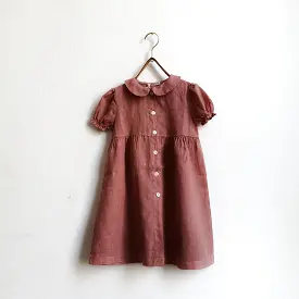 Long linen dress-DUSTY ROSE