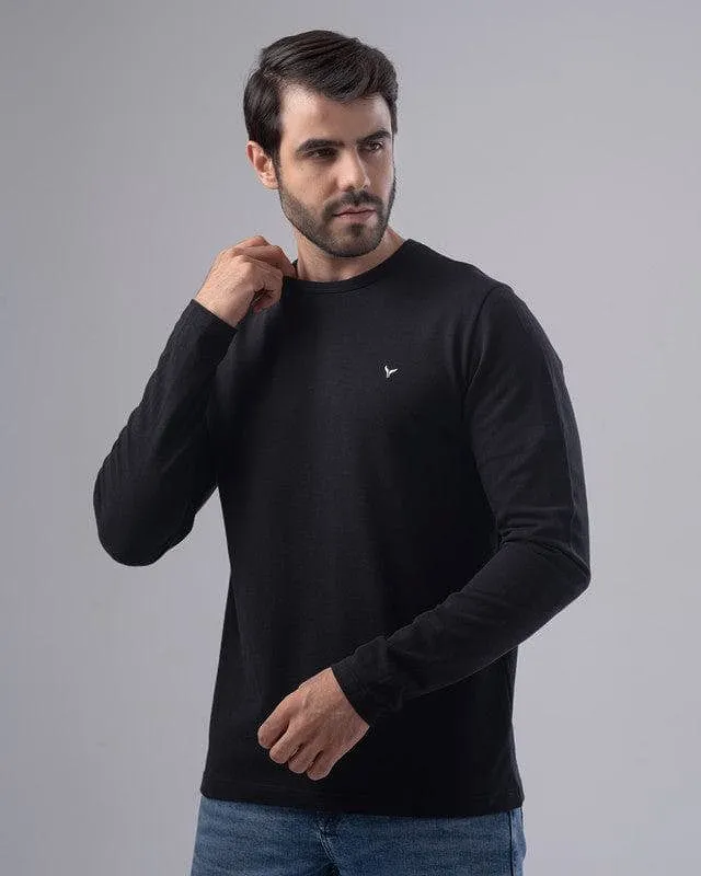 LONG SLEEVE SLIM T-SHIRT - BLACK