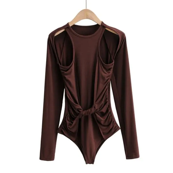 Long sleeve slim fit bodysuit for women