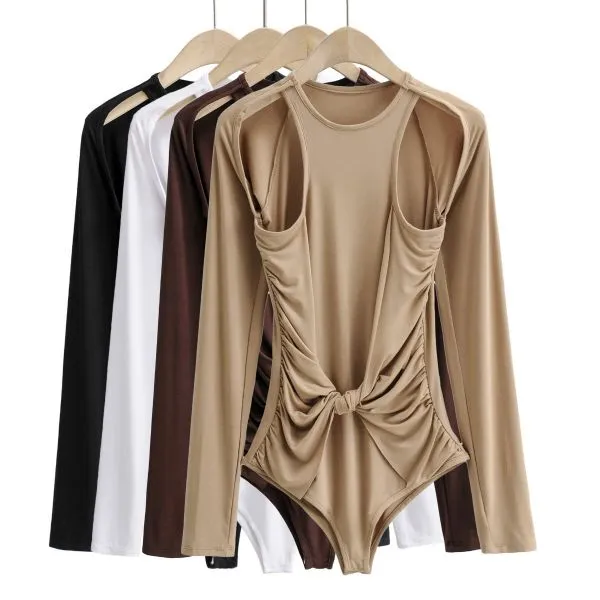 Long sleeve slim fit bodysuit for women