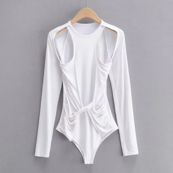 Long sleeve slim fit bodysuit for women