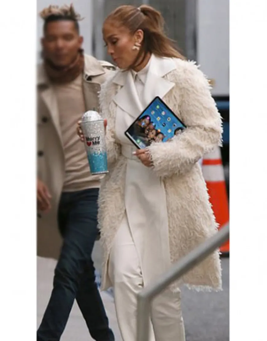 Marry Me 2022 Jennifer Lopez White Fur Coat | Kat Valdez White Fur Coat