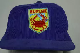 Maryland Crab Vintage 80's Corduroy Automotive Trucker Snapback Adjustable Hat