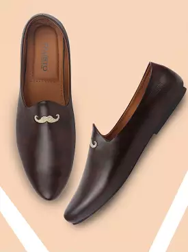 Men Brown Ethnic Slip-On Juttis