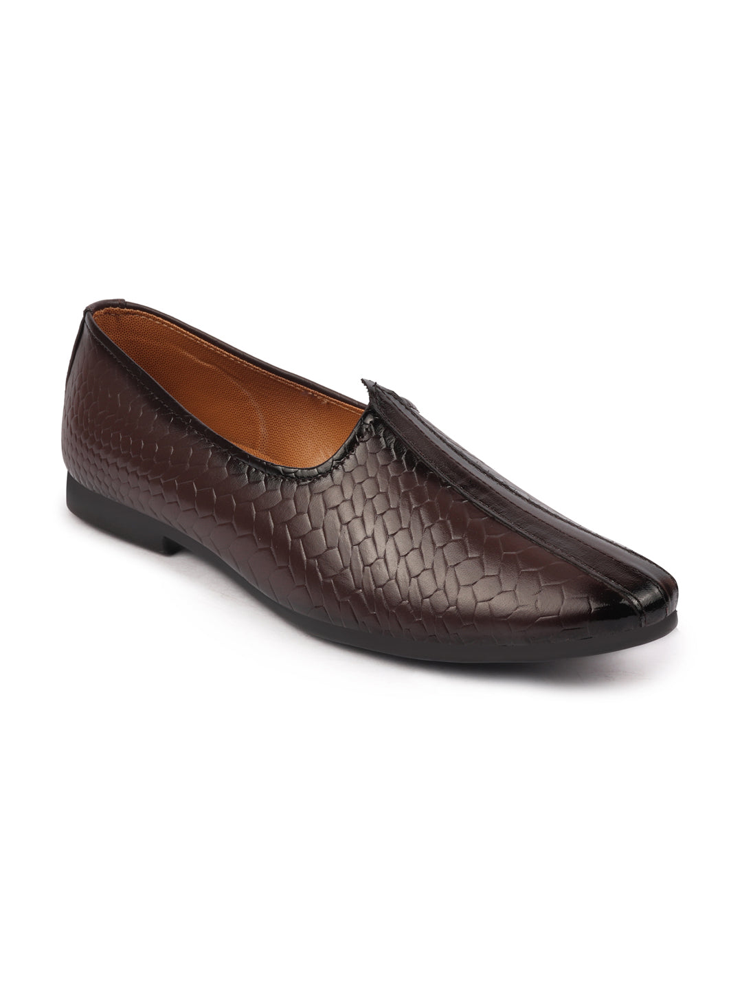 Men Brown Ethnic Slip-On Juttis